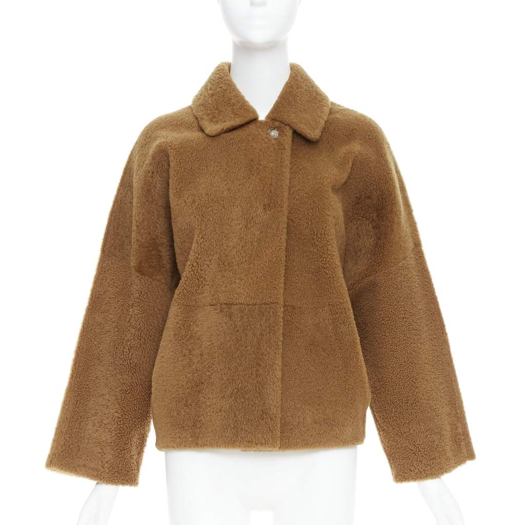 Max Mara Brown Leather Teddy Coat Brown Leather Very good - Front View