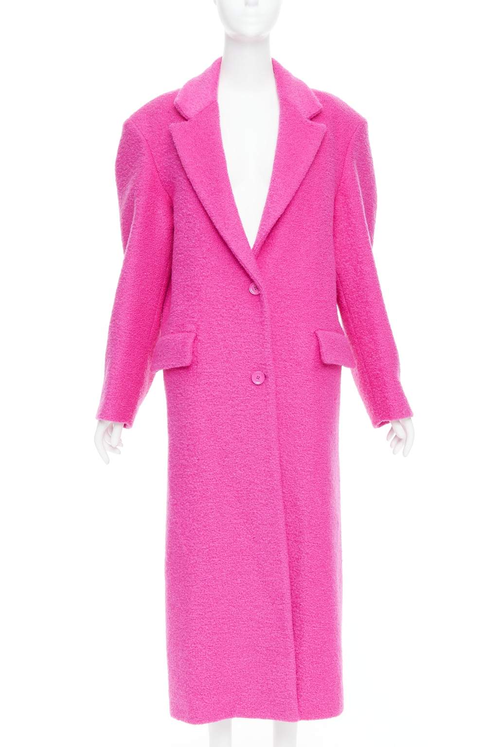 Valentino Garavani Hot Pink Wool Coat Pink Wood Very good - Front View