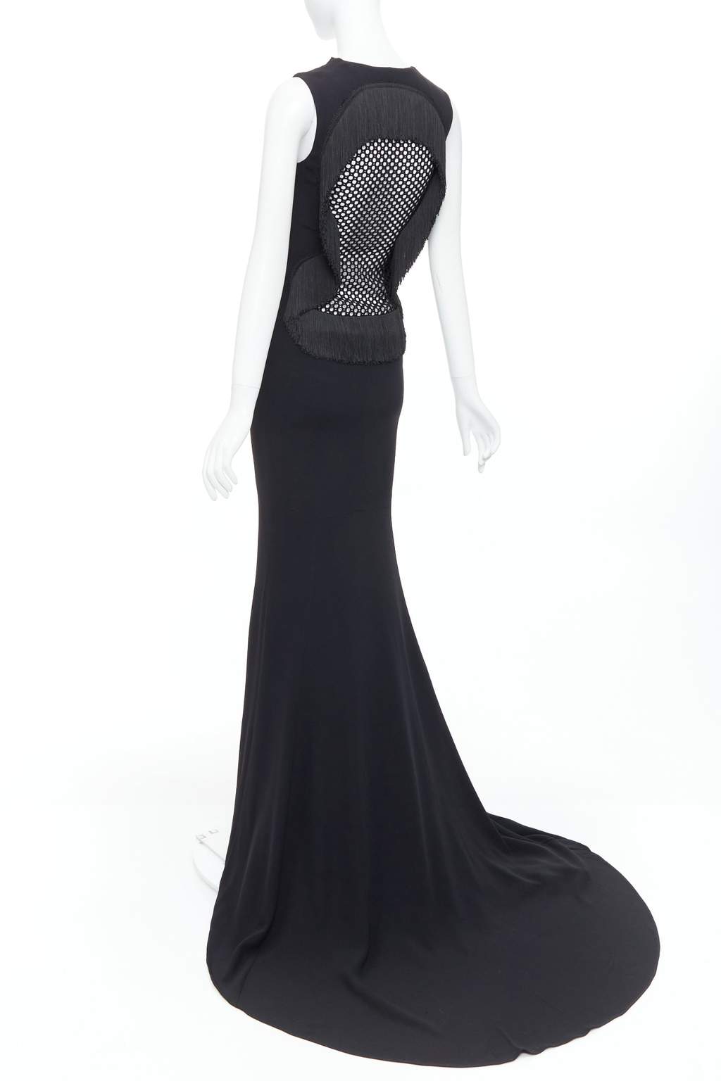 Stella McCartney Fringe Mesh Gown Black Polyester Very good - Front View