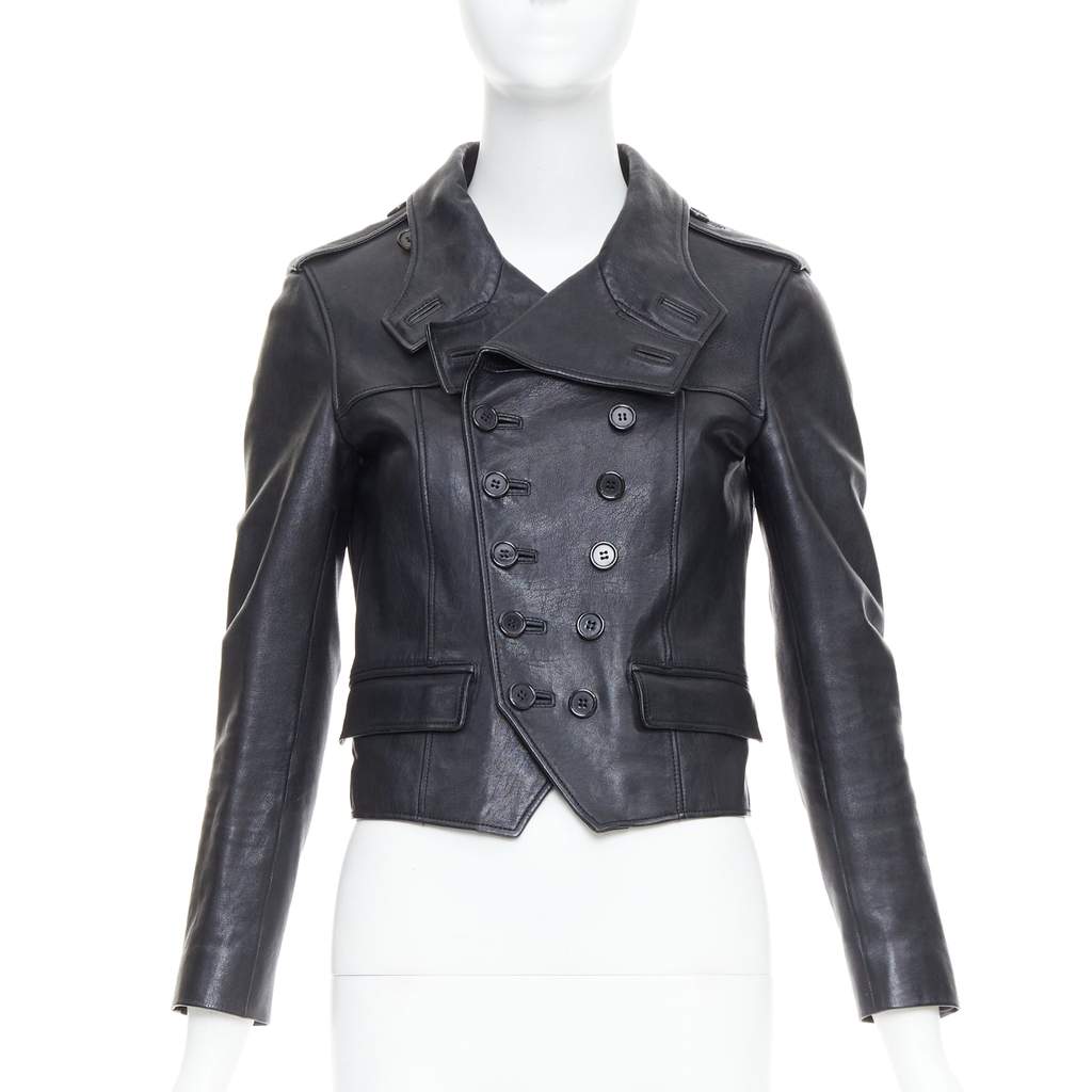 Saint Laurent Smoking Spencer Black Leather Very good - Front View