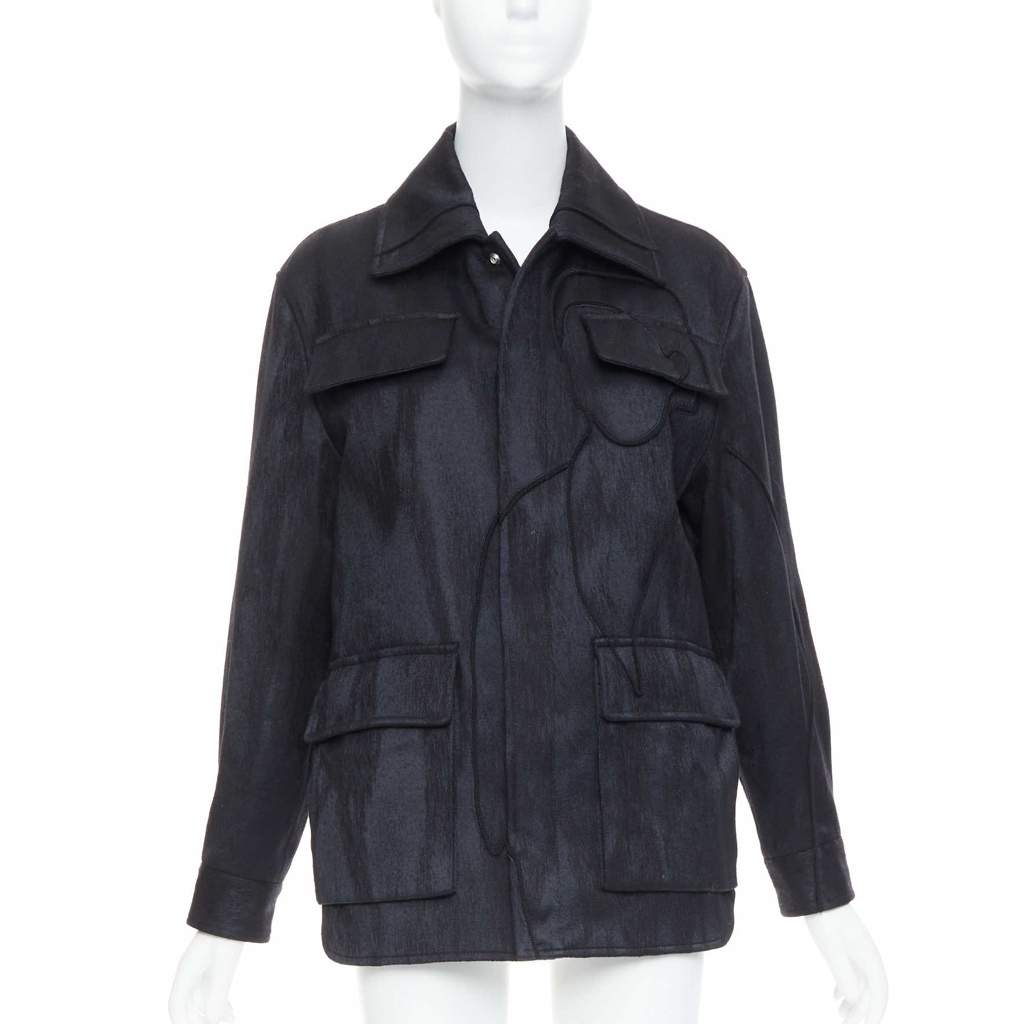 Dior Black Safari Patch Jacket Black Wool Very good - Front View