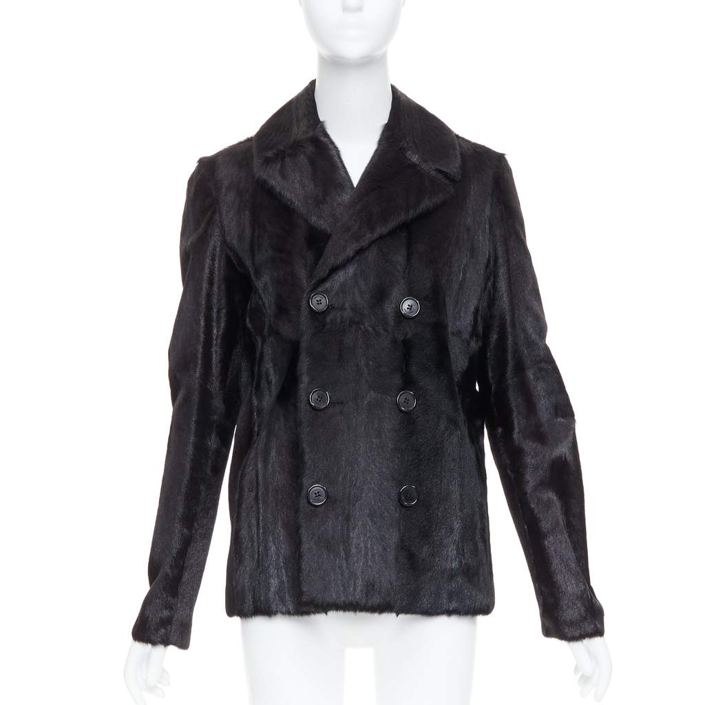 Saint Laurent Black Fur Quilted Vest Black Fur Very good - Front View