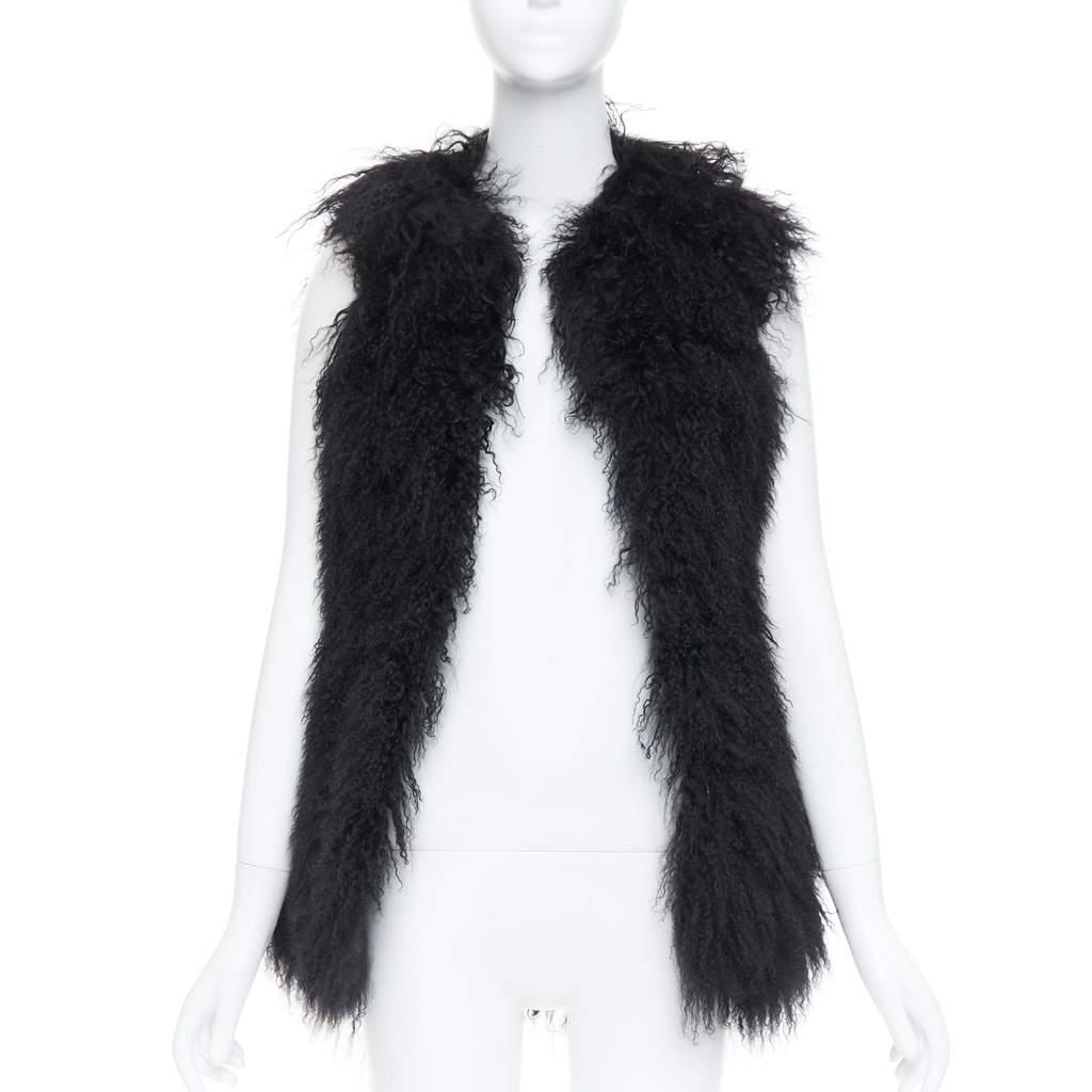 Zadig & Voltaire Grey Tweed Long Coat Black Fur Very good - Front View