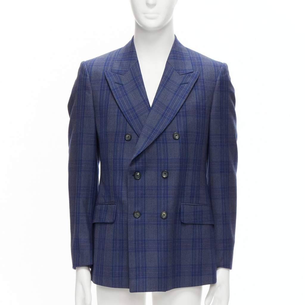 Alexander McQueen Double Breasted Blazer Blue Wool Never worn - Front View