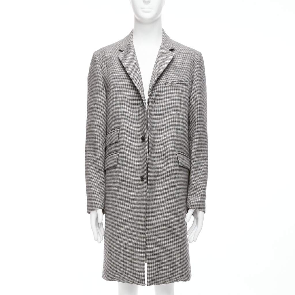 Marni Brown Leather Trim Trench Black Wool Never worn - Front View