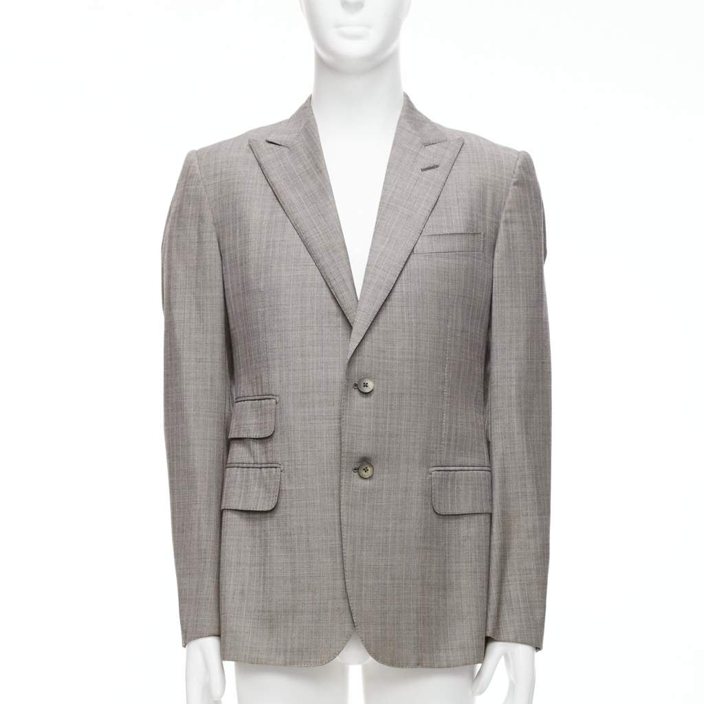 Gucci Checkered Boxy Blazer Grey Wool Never worn - Front View