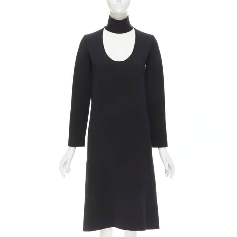 Bottega Veneta Cut Out Collar Dress Black Viscose Never worn - Front View