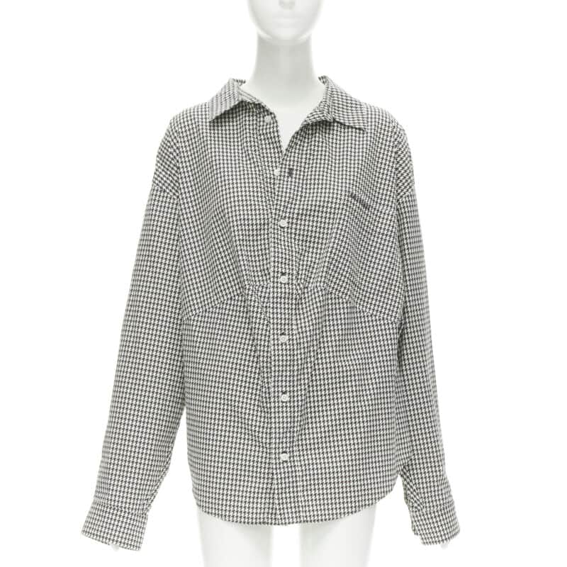 Balenciaga Houndstooth Swing Shirt Black Cotton Never worn - Front View