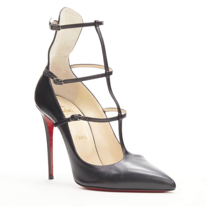 Christian Louboutin Caged Leather Pumps Black Leather Very good condition - Front View