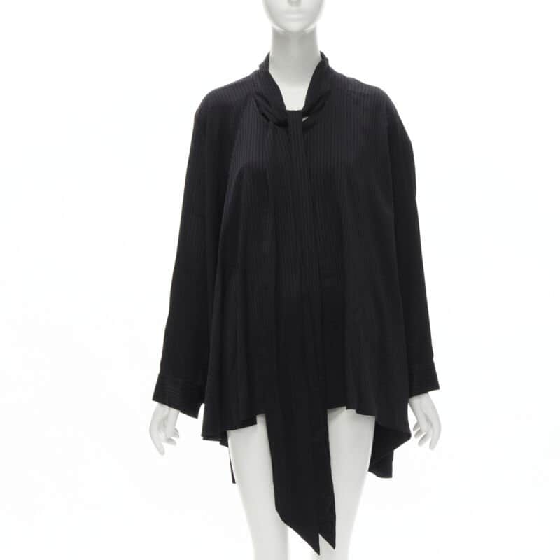 Balenciaga Pussy Bow Shirt Black Viscose Never worn - Front View
