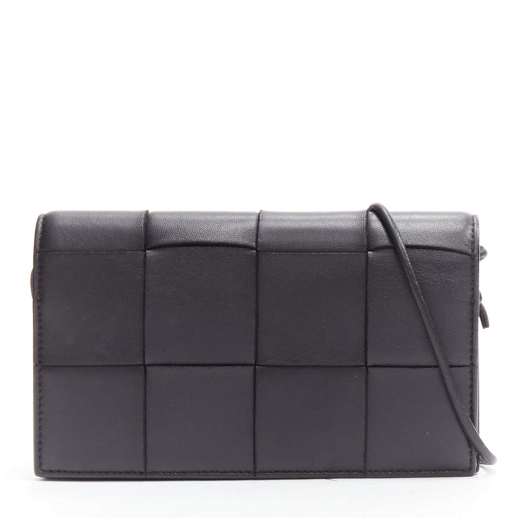 Bottega Veneta Cassette Black Leather Good - Front View