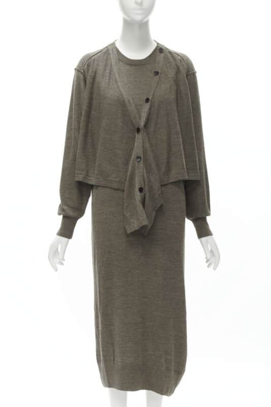 Lemaire Cardigan Dress Brown Wool Never worn - Front View