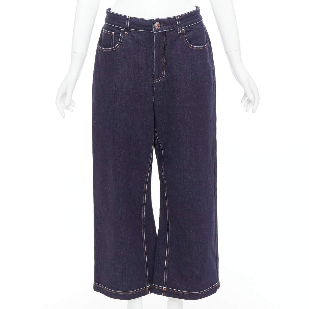 Fendi Brown FF Wide Jeans Blue Cotton Very good - Front View