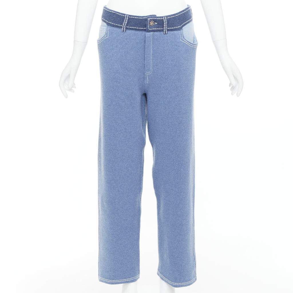 Barrie Topstitch Knit Pants Blue Cashmere Very good - Front View