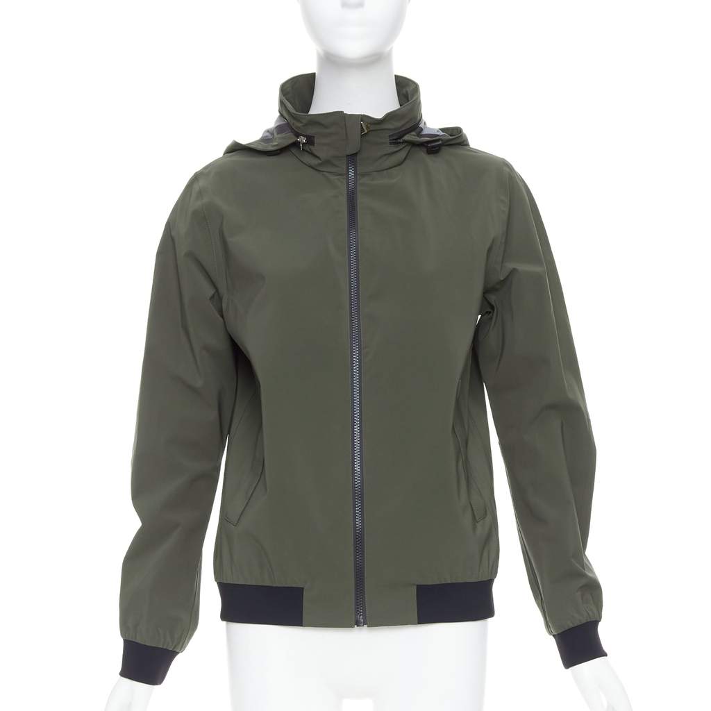 Hermès Khaki Zip Windbreaker Khaki Polyamide Never worn, with tag - Front View