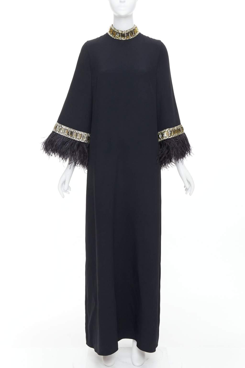 Andrew GN Feather Beads Dress Black Viscose Very good - Front View