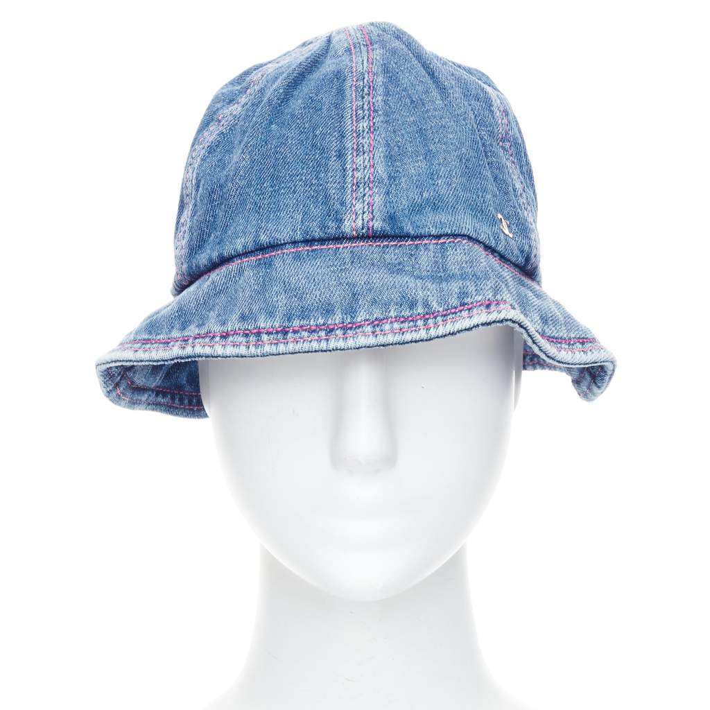 Chanel Blue Denim Bucket Hat Blue Very good - Front View