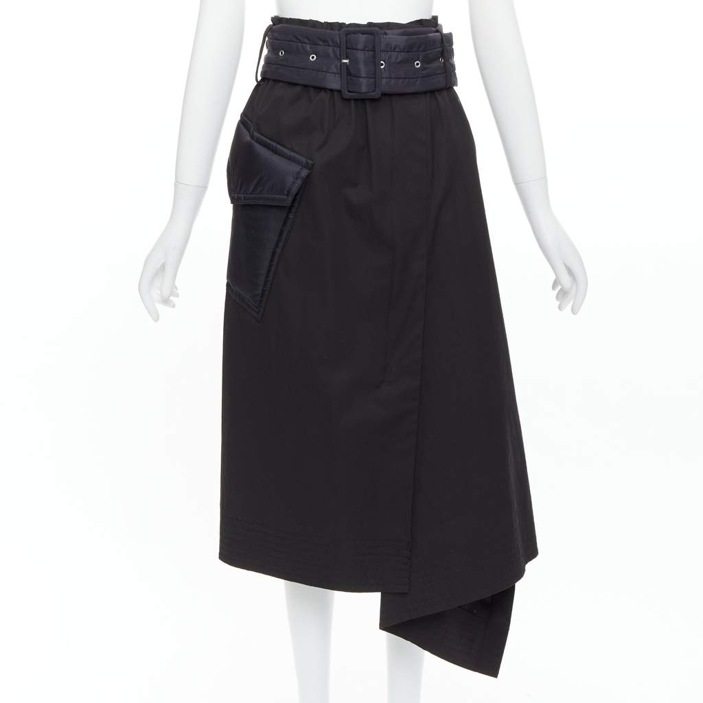 Sacai Padded Belted Skirt Black Cotton Very good - Front View