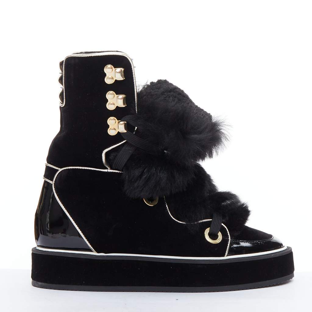 Nicholas Kirkwood Polly Neige Black Fur Very good - Front View