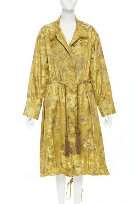 Oscar De La Renta Silk Floral Tassel Robe Yellow Silk Very good - Front View