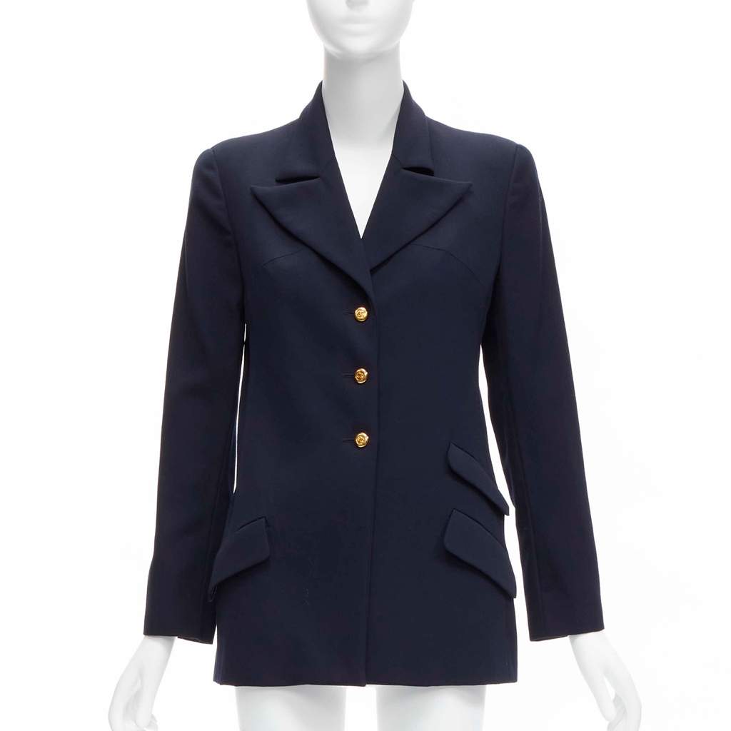 Chanel Navy Military Blazer Navy Wool Very good - Front View