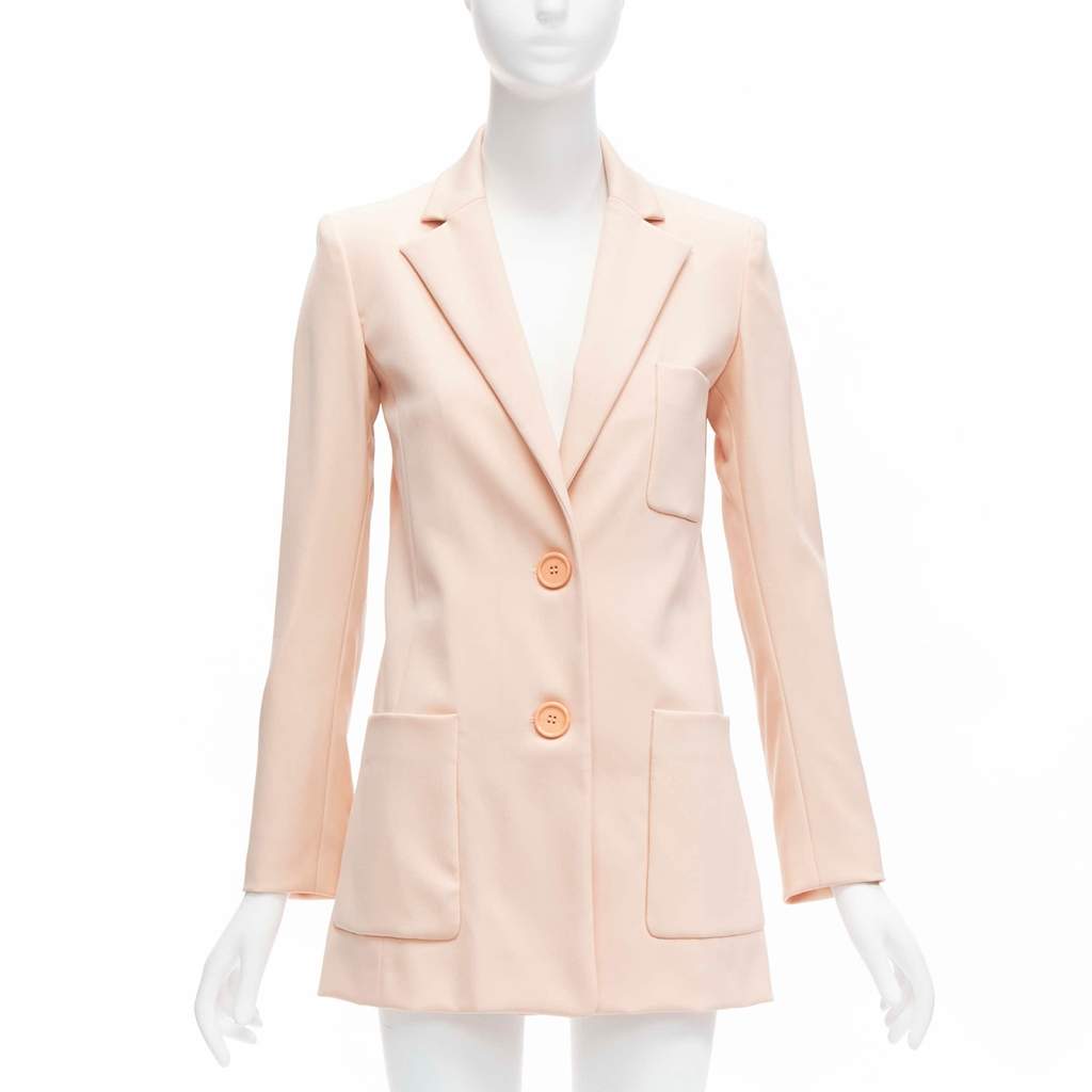 Oscar De La Renta Pink Longline Blazer Pink Wool Never worn - Front View