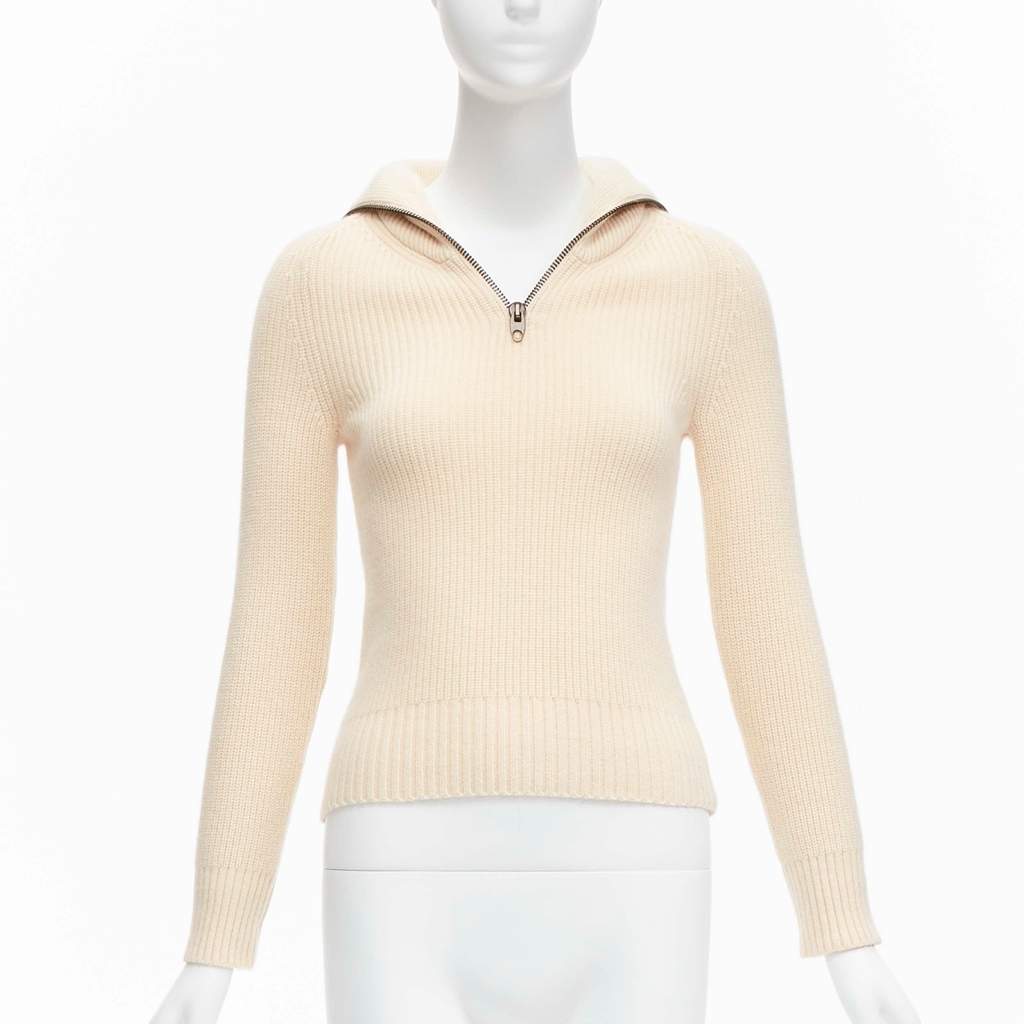Petar Petrov Zip Sailor Collar Beige Cashmere Never worn, with tag - Front View