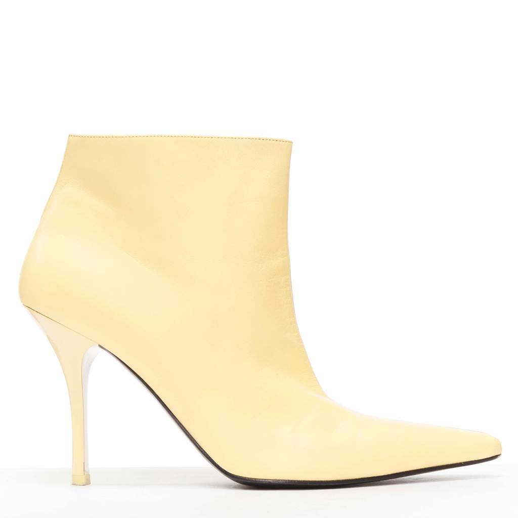 Celine Pointed Toe High Boots Beige Leather Good - Front View
