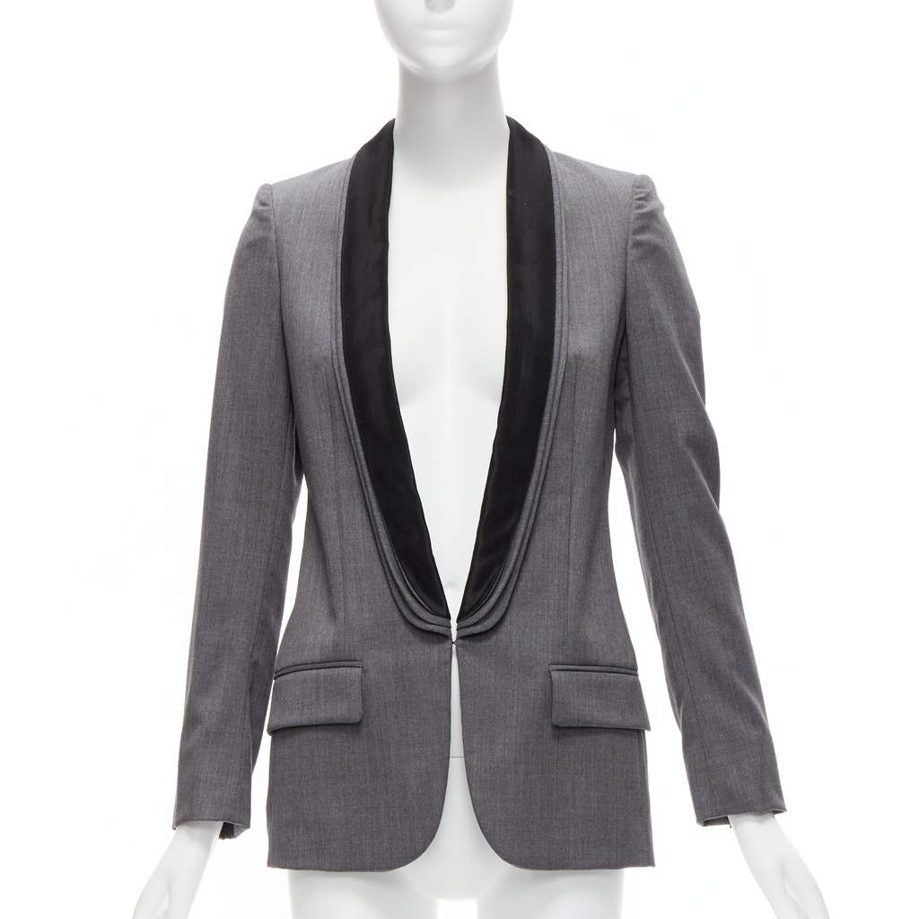 Stella McCartney Grey Triple Layer Blazer Grey Wool Never worn - Front View