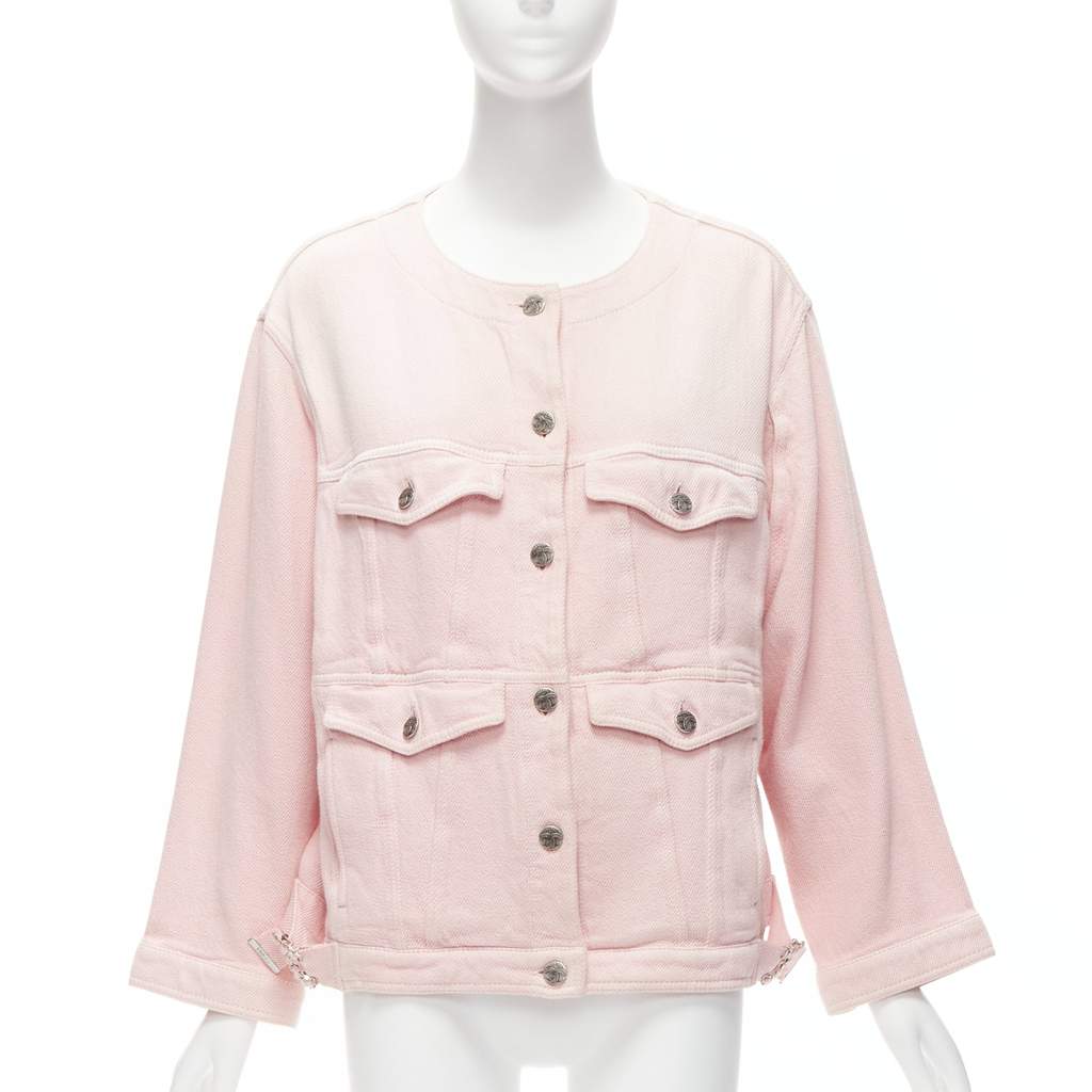 Chanel Pink Oversized Cotton Jacket Pink Cotton Very good - Front View