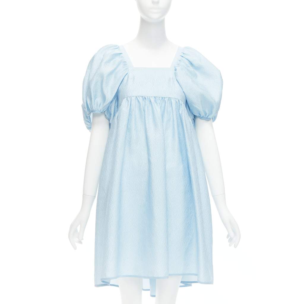 CecIlie Bahnsen Rose Babydoll Dress Blue Silk Never worn - Front View