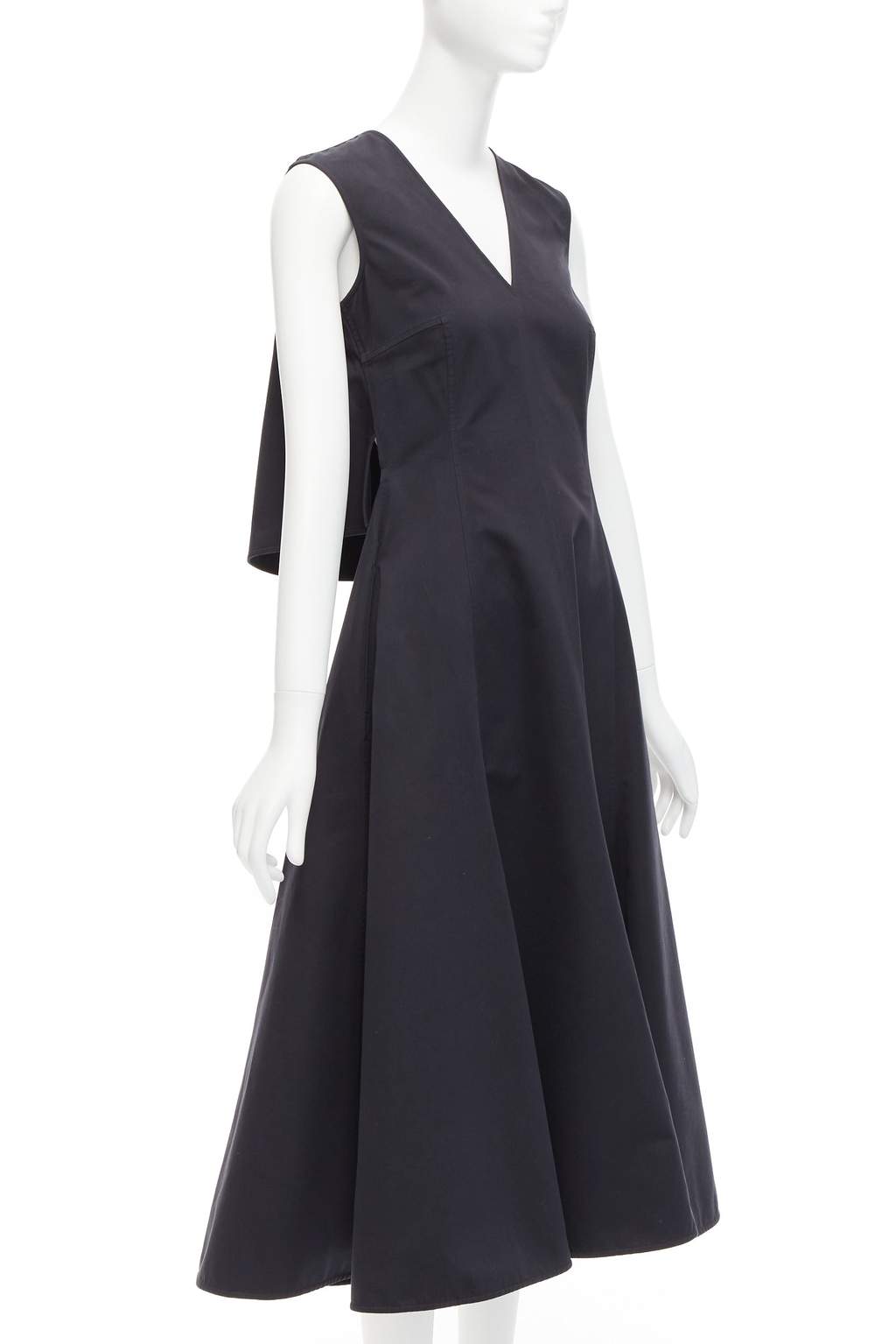 Jil Sander Cape Back Dress Black Cotton Very good - Front View