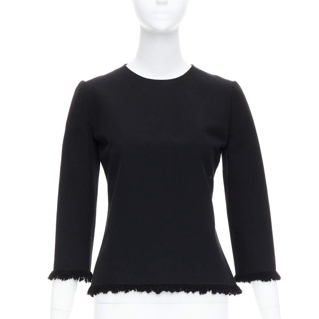 Tom Ford Fringe Fitted Top Black Wool Never worn - Front View