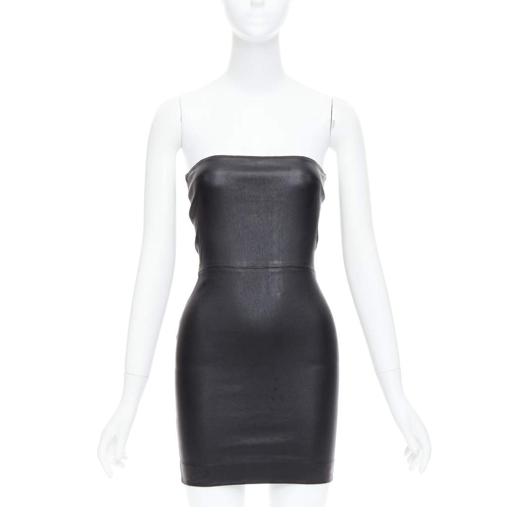 SPRWMN Leather Tube Dress Black Leather Good - Front View