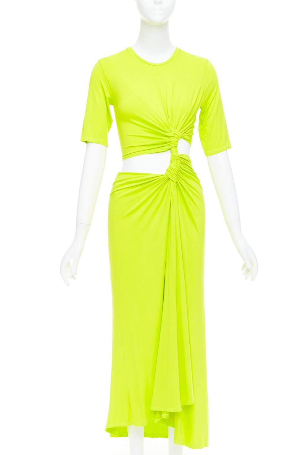 Sid Neigum Twist Draped Dress Green Polyester Very good - Front View
