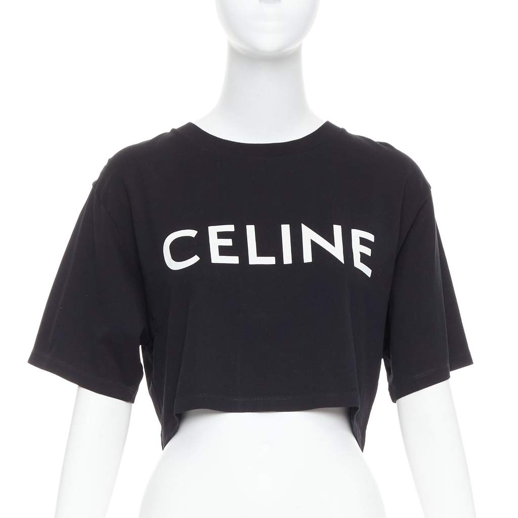 Celine Big Logo Tee Black Cotton Very good - Front View