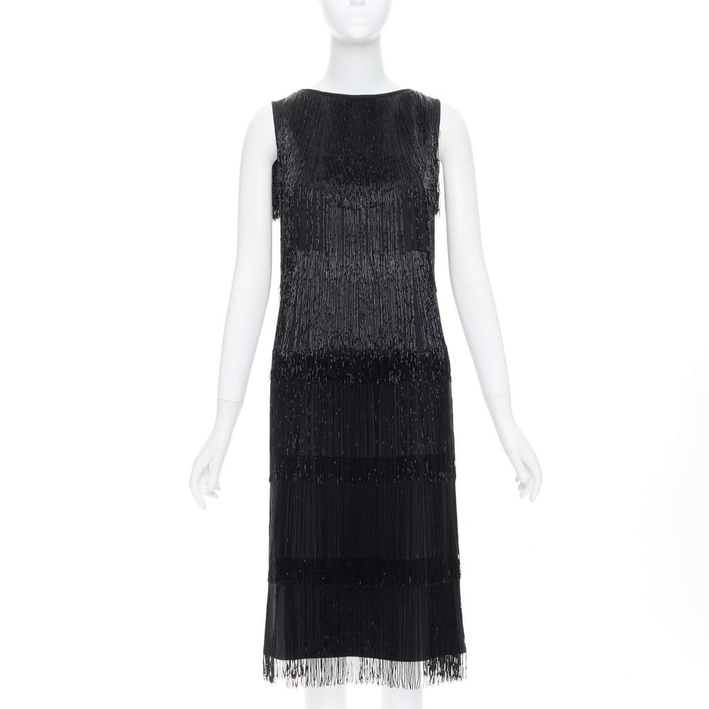 Michael Kors Fringe Flapper Dress Black Very good - Front View