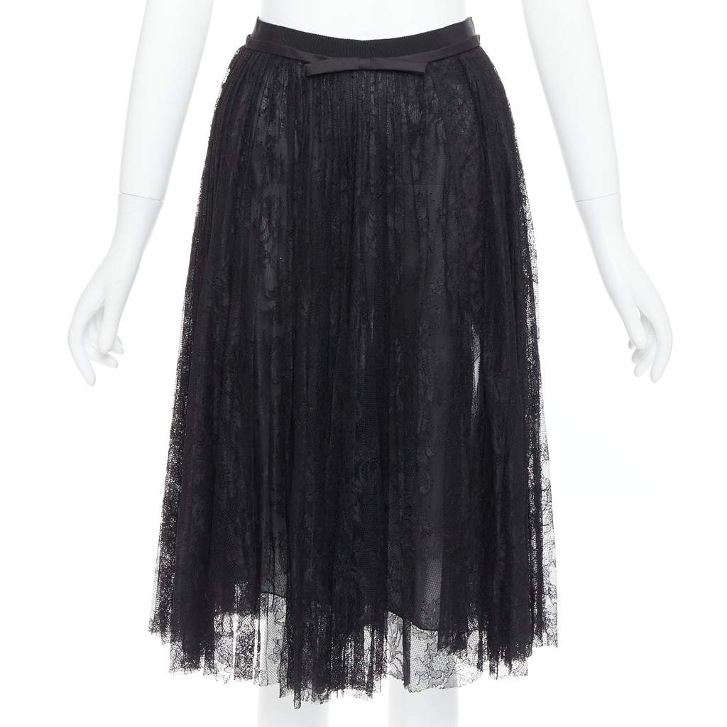 Giambattista Valli Lace Bow Skirt Black Viscose Very good - Front View
