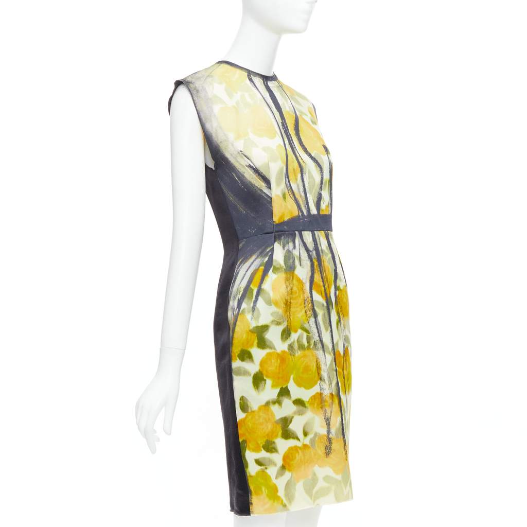 Lanvin Floral Print Dress Yellow Cotton Never worn - Front View