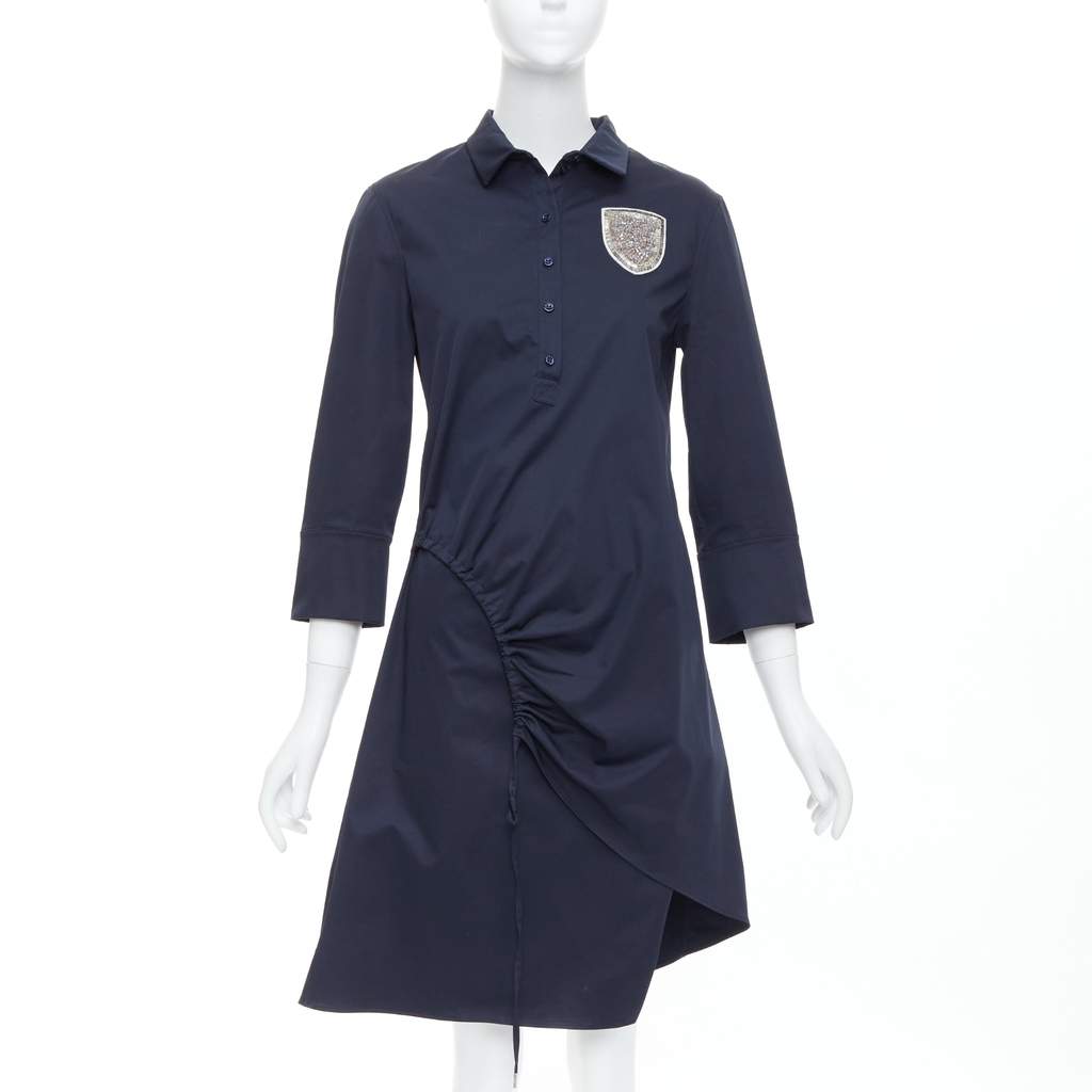Dior Beaded Badge Dress Navy Cotton Very good - Front View