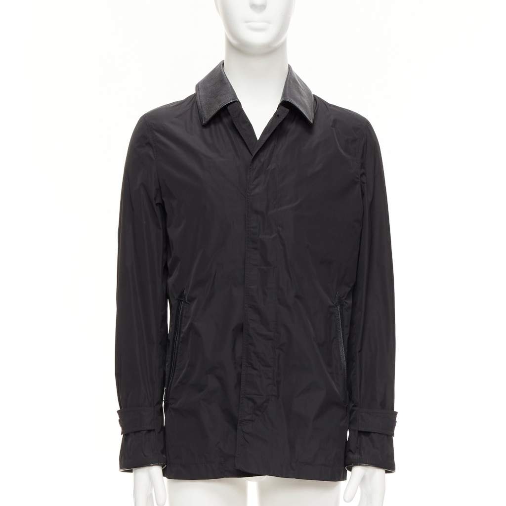 Burberry Black Nylon Trench Coat Black Very good - Front View