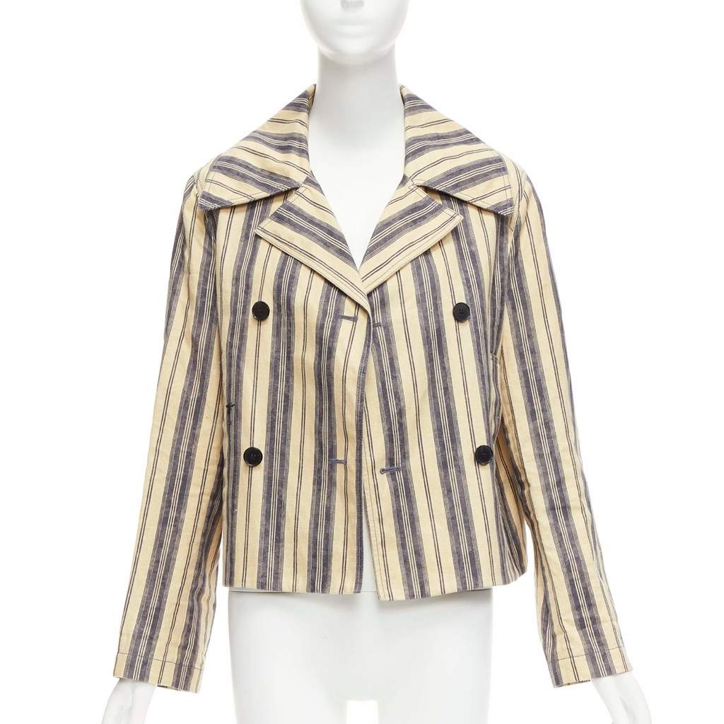 Dior Beige Striped Blazer Beige Linen Very good - Front View