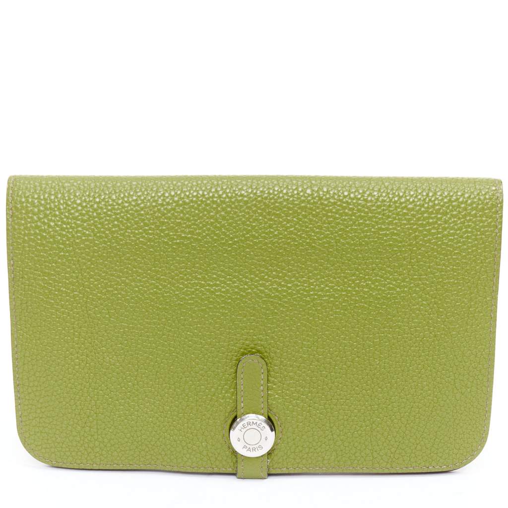 Hermès Dugon Duo Green Leather Good - Front View