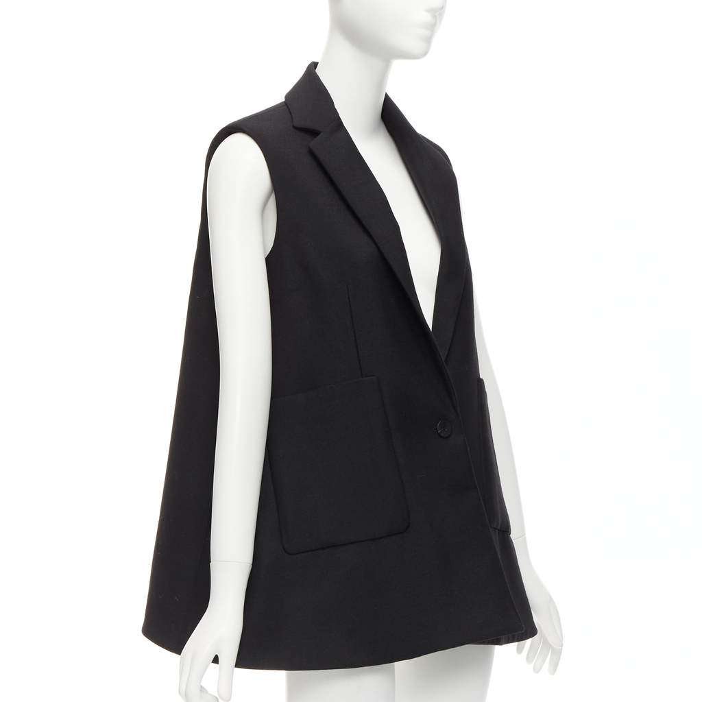 Balenciaga Black Bell Vest Blazer Black Wool Never worn - Front View