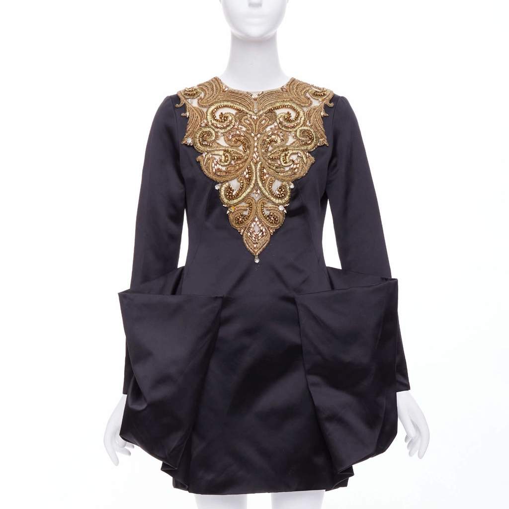 Alexander McQueen Bead Structural Dress Black Silk Very good - Front View