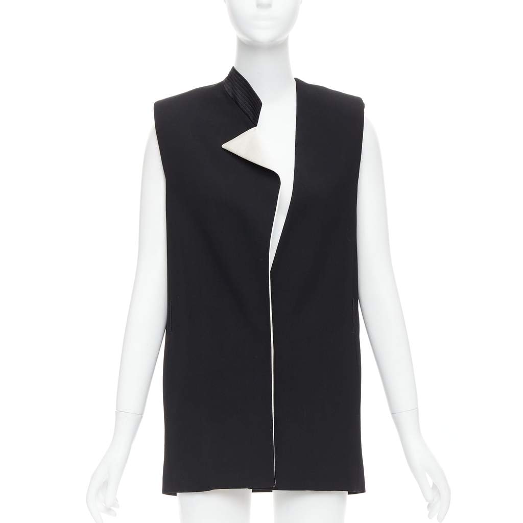 Lanvin Black Padded Boxy Vest Black Wool Never worn - Front View