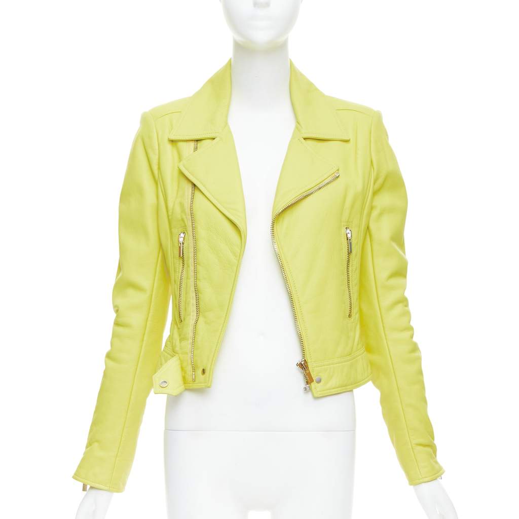 Balenciaga Yellow Crop Biker Yellow Leather Very good - Front View