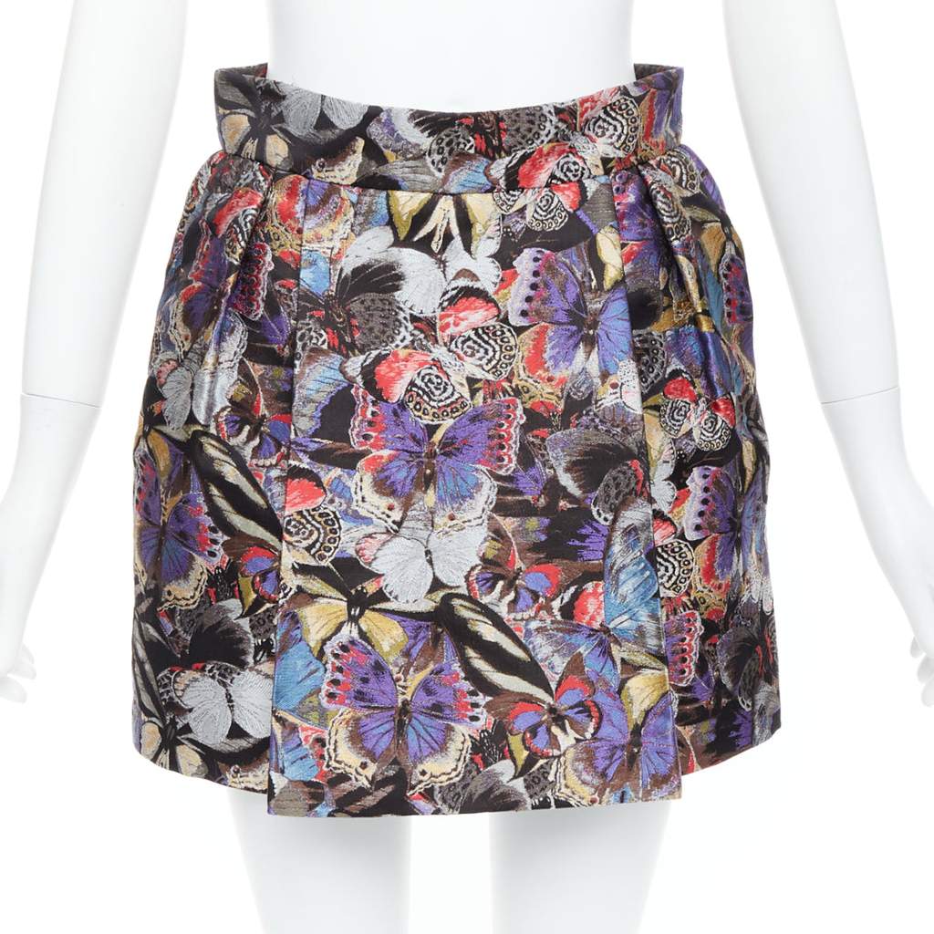 Valentino Garavani Butterfly Jacquard Skirt MultiColor Silk Very good - Front View