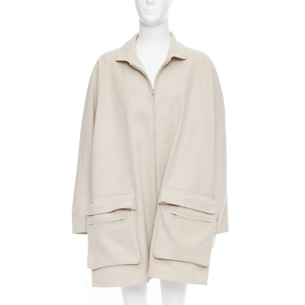 Yohji Yamamoto Grey Wool Boxy Coat Anthracite Wool Very good - Front View
