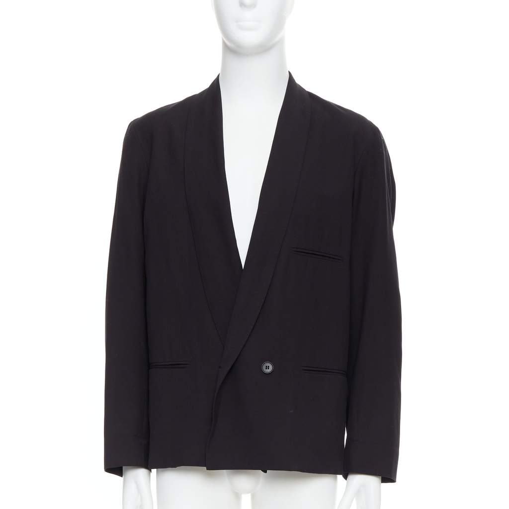 Lemaire Black Shawl Crop Blazer Black Wool Very good - Front View
